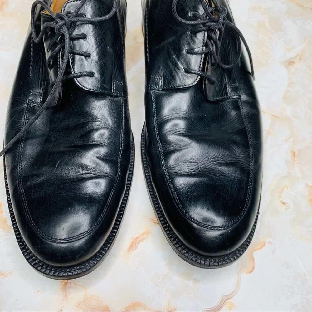 JOHNSTON & MURPHY BLACK SIGNATURE LACE LEATHER DRESS SHOE 8.5